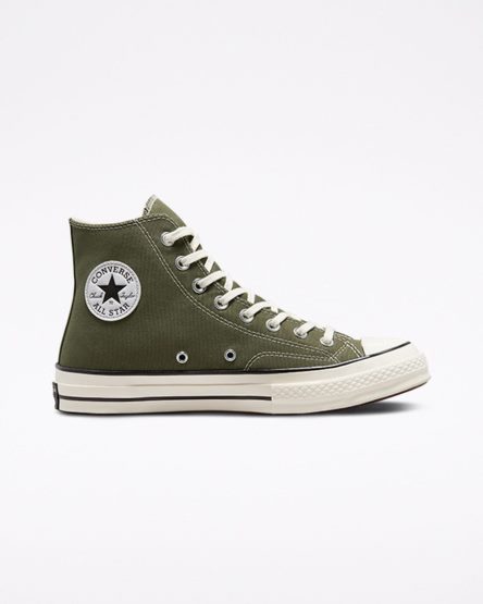 Zapatillas Altas Converse Chuck 70 Canvas Hombre Verde Oliva Negras | PE 8P054L